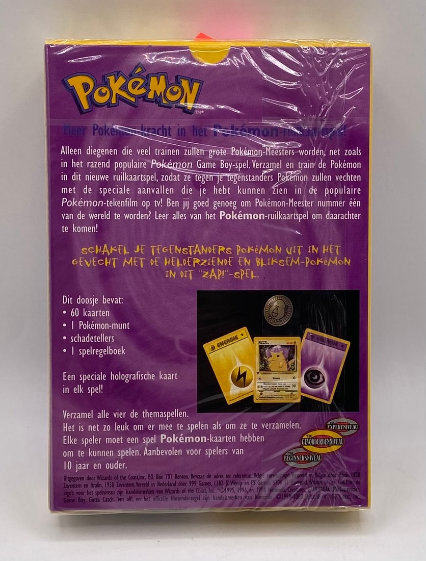 Sealed 1999 Pokemon Zap Dutch Theme Deck Box - 2