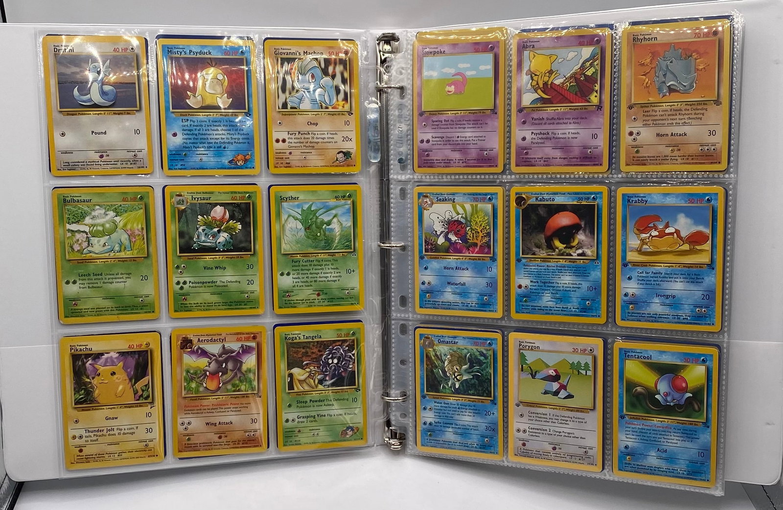 1999 1st Edition Pokemon & More Pikachu, Kabuto, Ivysaur, Aerodactyl Cards Binder