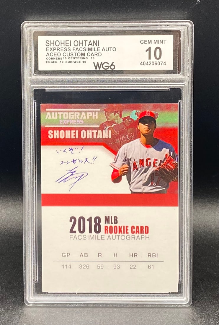 2018 Shohei Ohtani Express Facsimile Auto ACEO Card: 2018 Shohei Ohtani Express Facsimile Auto ACEO Custom Card WG6 Gem Mint 10