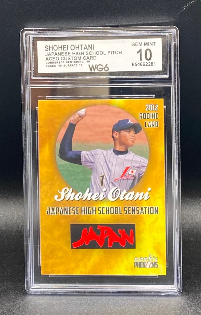 2012 Shohei Ohtani Japanese High School Pitch ACEO Card: 2012 Shohei Ohtani Japanese High School Pitch ACEO Custom Card WG6 Gem Mint 10