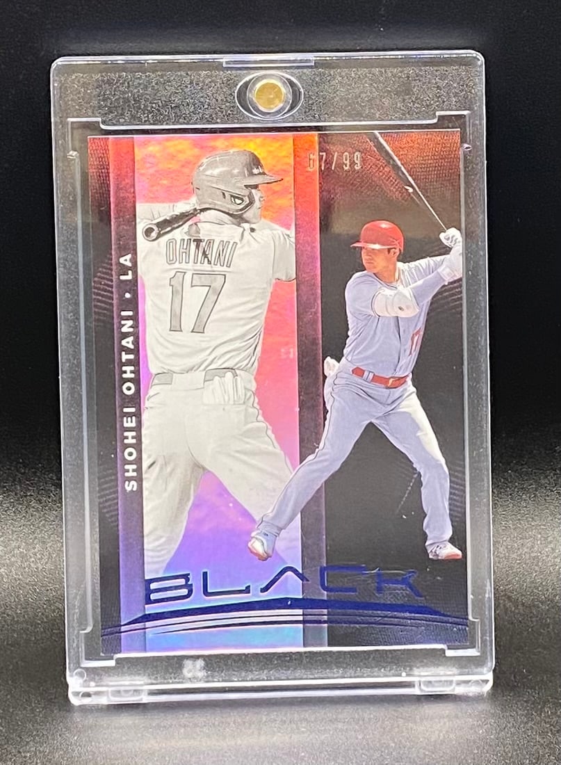 Shohei Ohtani Black /99: 2021 Panini Black Shohei Ohtani Serial Numbered 67/99 Insert Card
