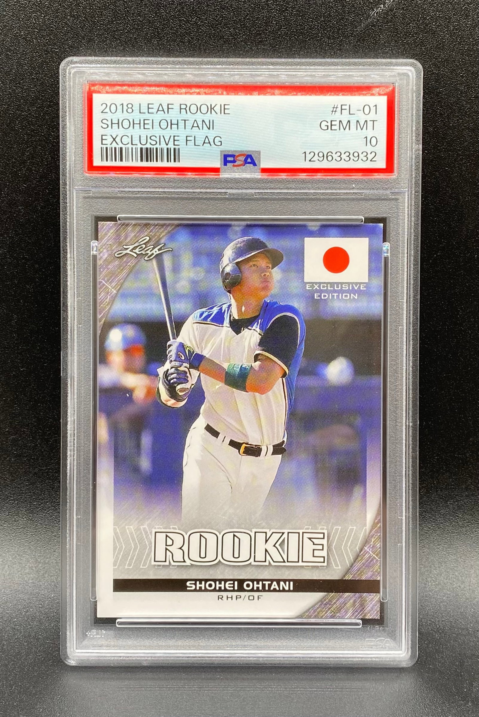 Shohei Ohtani Exclusive Flag Rookie PSA 10: 2018 Leaf Rookie Shohei Ohtani #FL-01 "Exclusive Flag" - PSA 10 Gem Mint