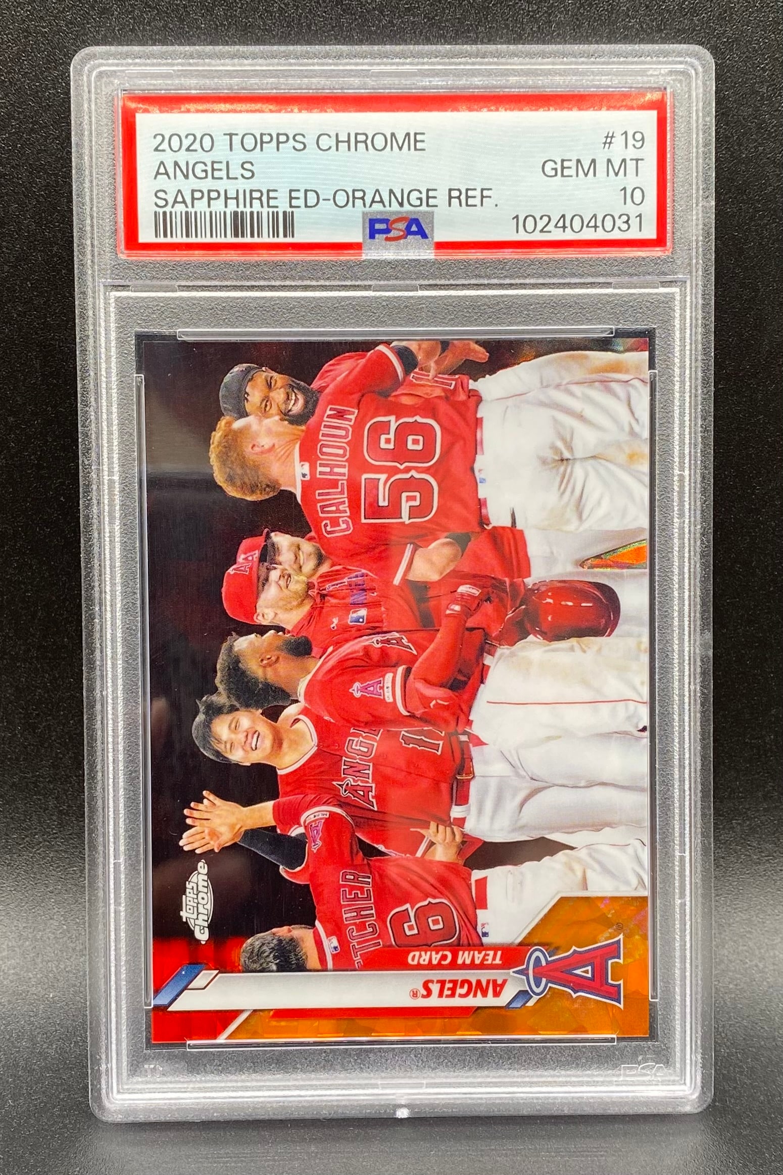 Shohei Ohtani Chrome Angels /25 PSA 10: 2020 Topps Chrome Shohei Ohtani Sapphire Angels Team Card #19 Orange Refractor - PSA 10 Gem Mint