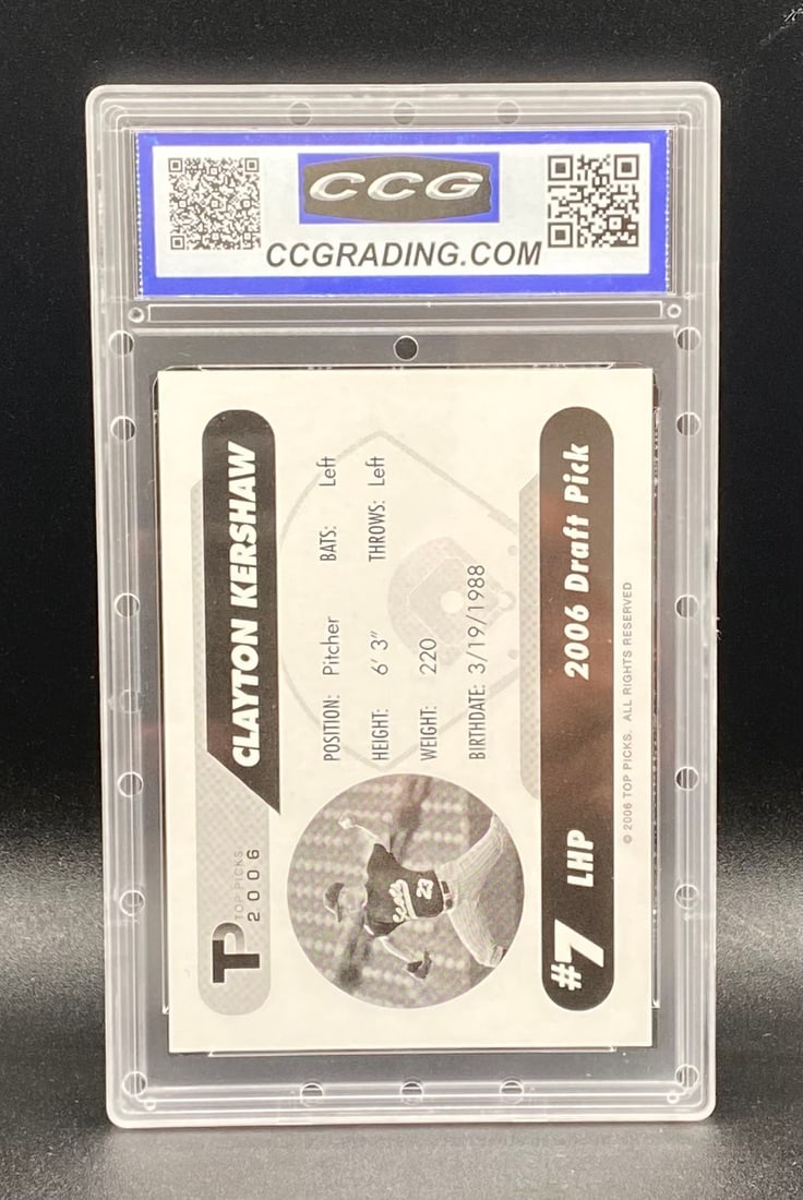 2006 Top Picks Draft Pick #7 Clayton Kershaw CCG 10 Gem Mint - 2