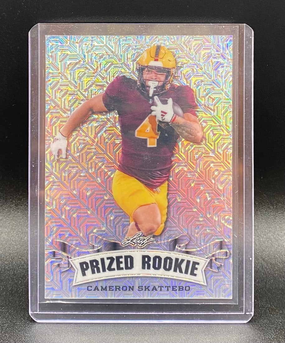 Cameron Skattebo Holo /25: 2025 Leaf Prized Rookie Cameron Skattebo Arizona State Sun Devils Foil Trading Card
