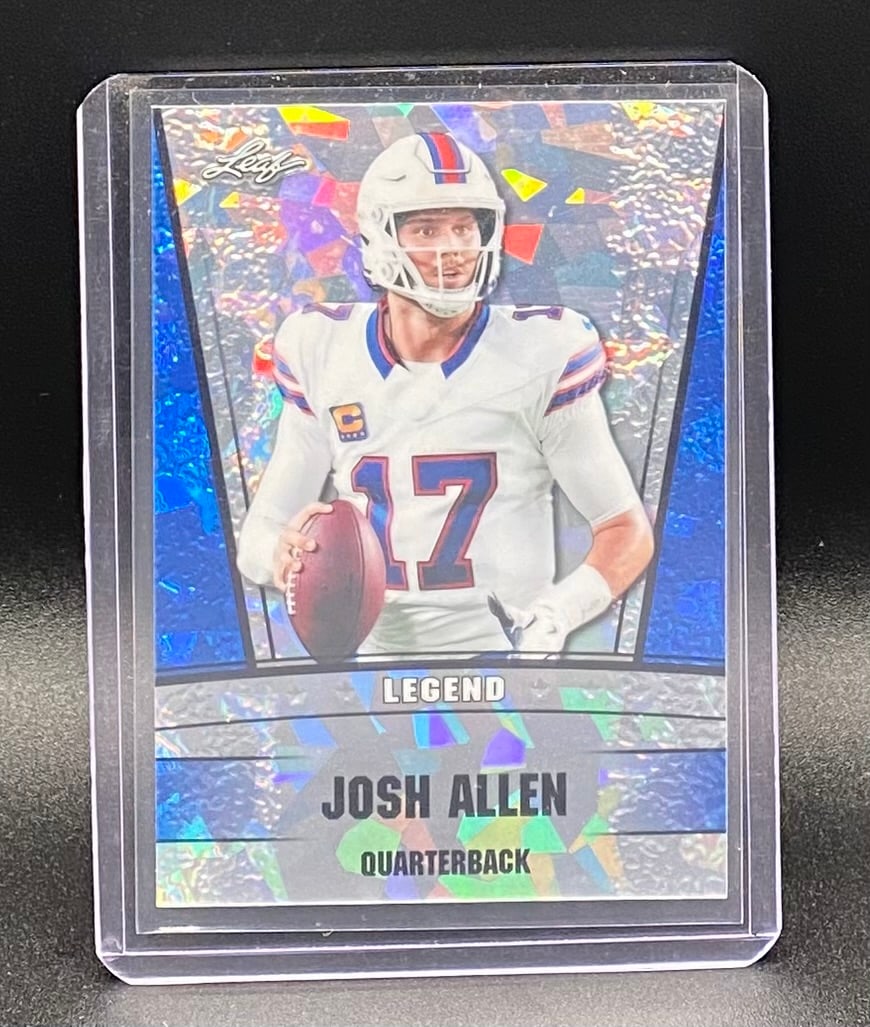 Josh Allen Holo /20: 2023 Leaf Exclusive Legends Edition Josh Allen Buffalo Bills Blue Shimmer Foil Card /20