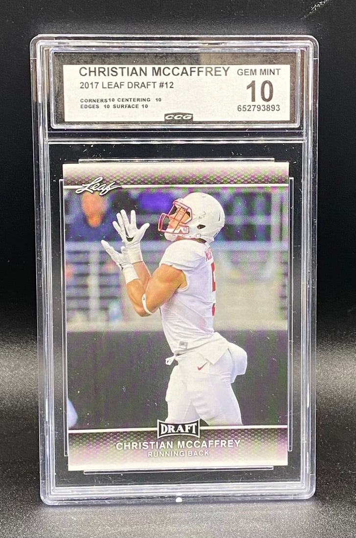 Christian McCaffrey Rookie: 2017 Leaf Draft #12 Christian McCaffrey RC CCG 10 Gem Mint