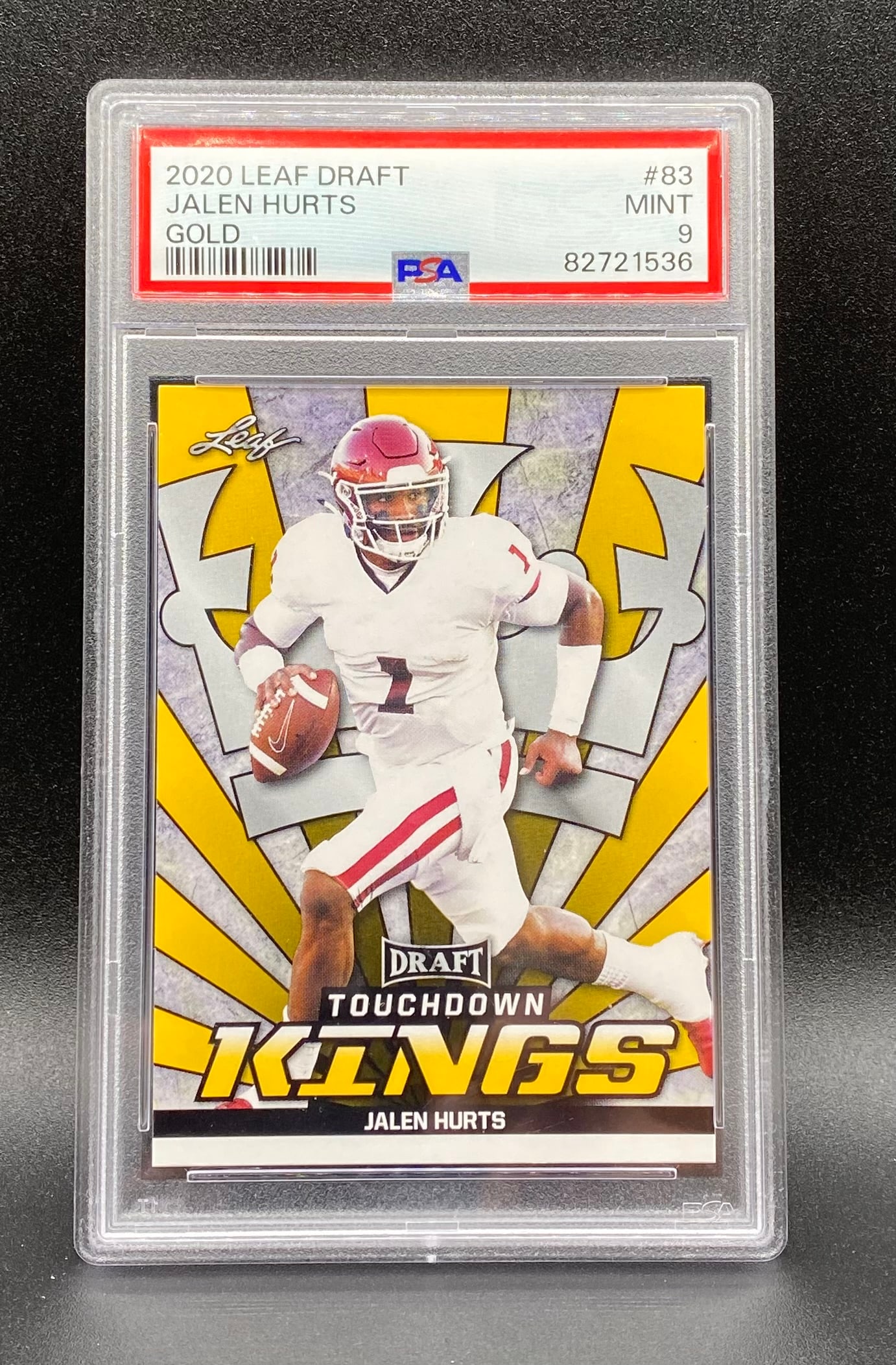 Jalen Hurts Gold Rookie Card: 2020 Leaf Draft Jalen Hurts Gold #83 PSA 9 Mint