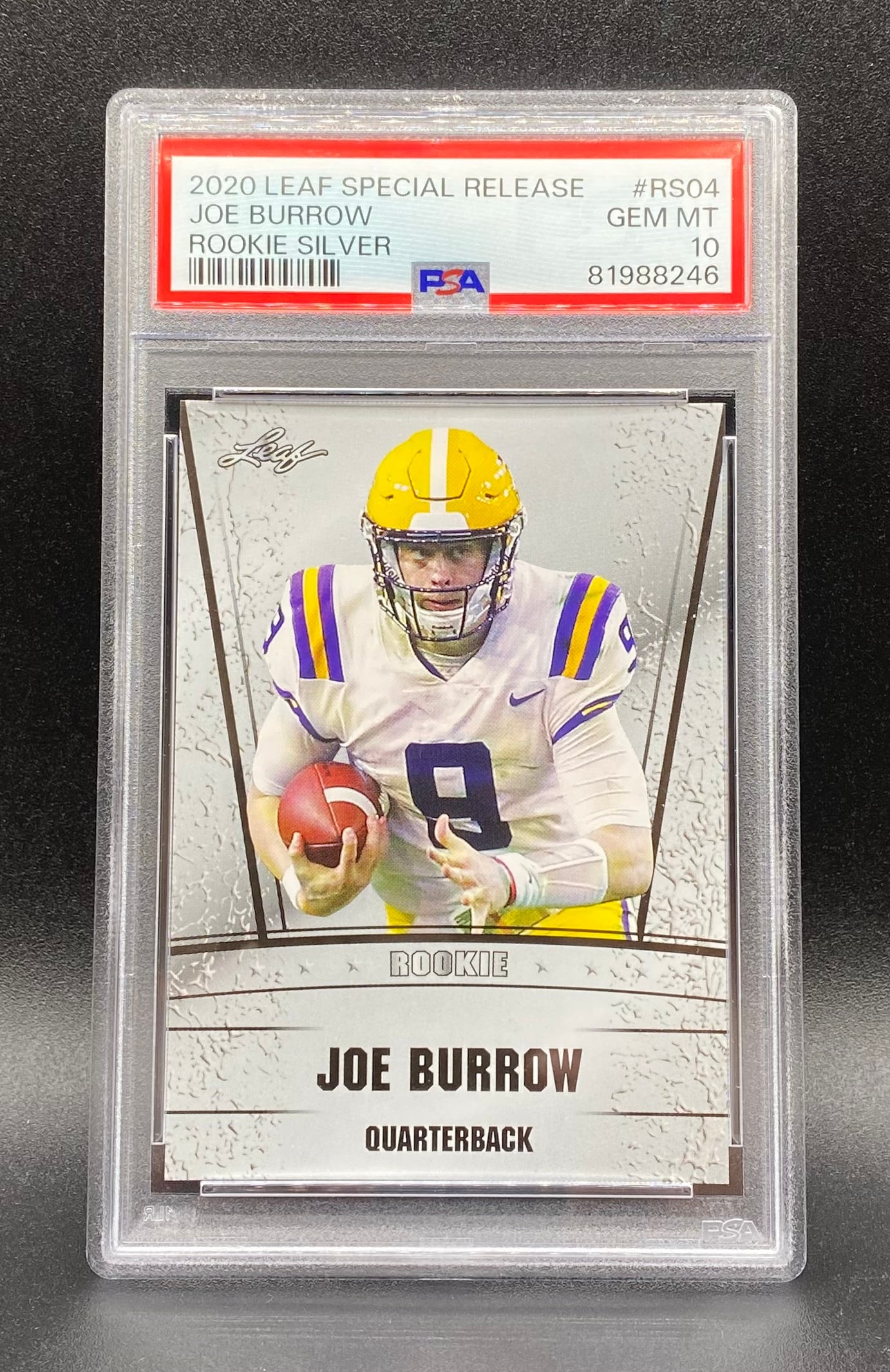 Joe Burrow Special Release Rookie: 2020 Leaf Special Release Joe Burrow Rookie Silver #RS04 PSA 10 GEM MT