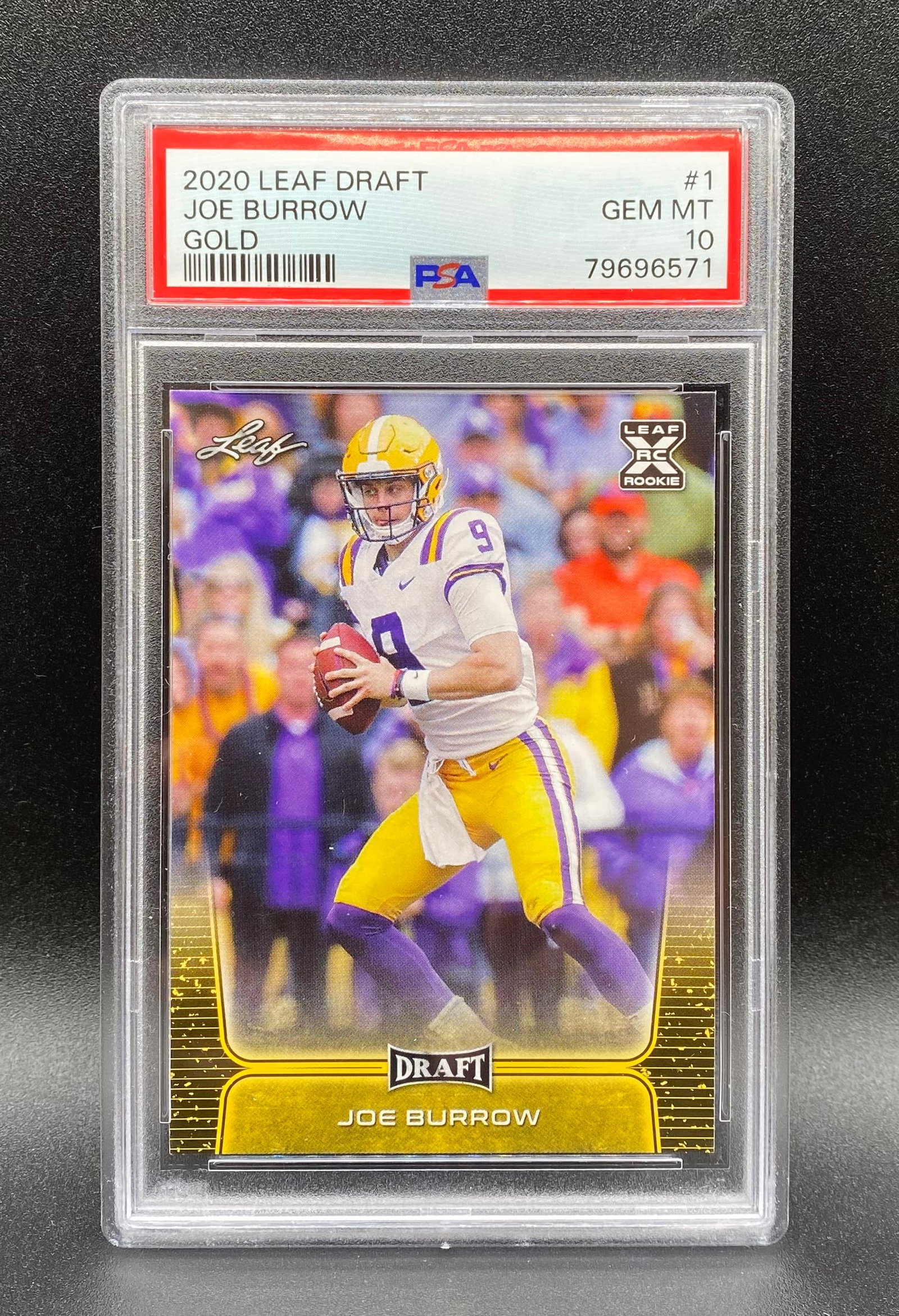 Joe Burrow Gold Rookie: 2020 Leaf Draft Joe Burrow Gold #1 PSA 10 GEM MT