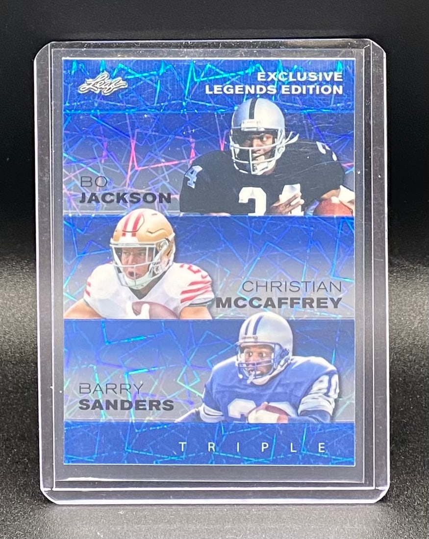 Bo Jackson / Christian McCaffrey / Barry Sanders /20: 2024 Leaf Bo Jackson / Christian McCaffrey / Barry Sanders numbered 20