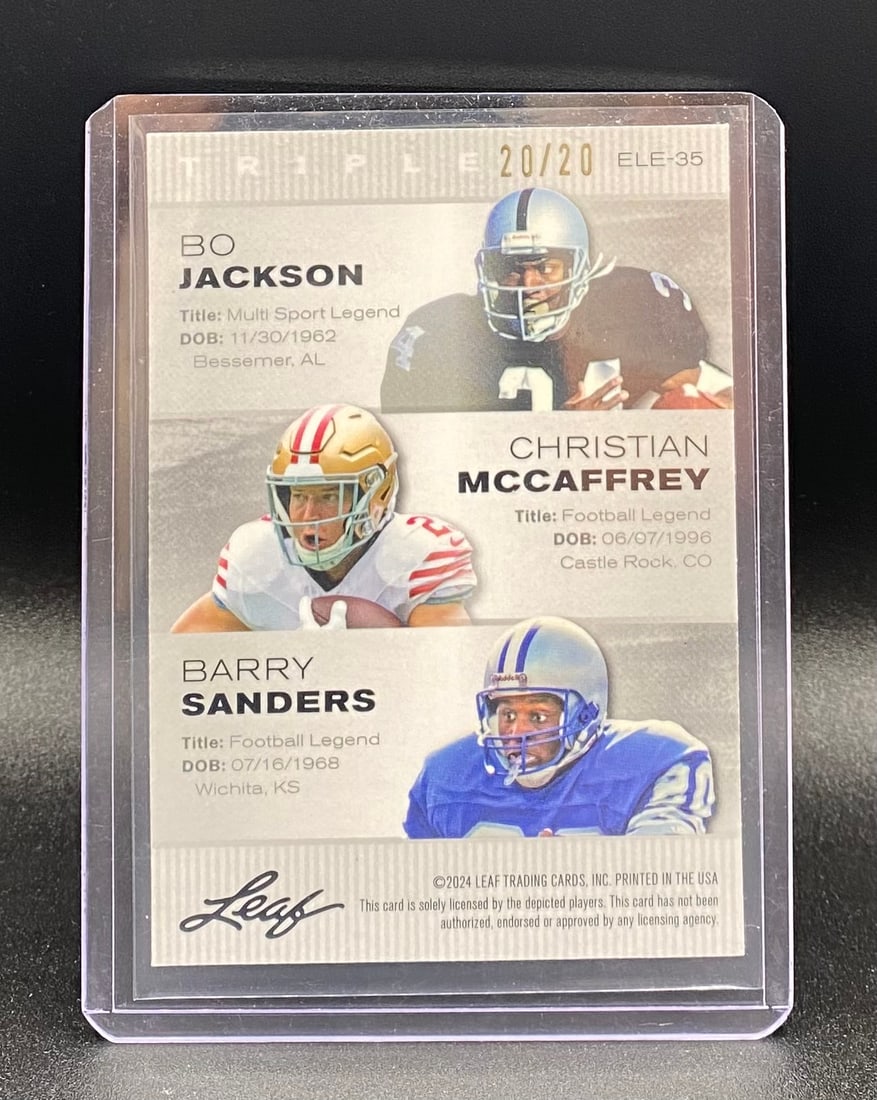 Bo Jackson / Christian McCaffrey / Barry Sanders /20 - 2
