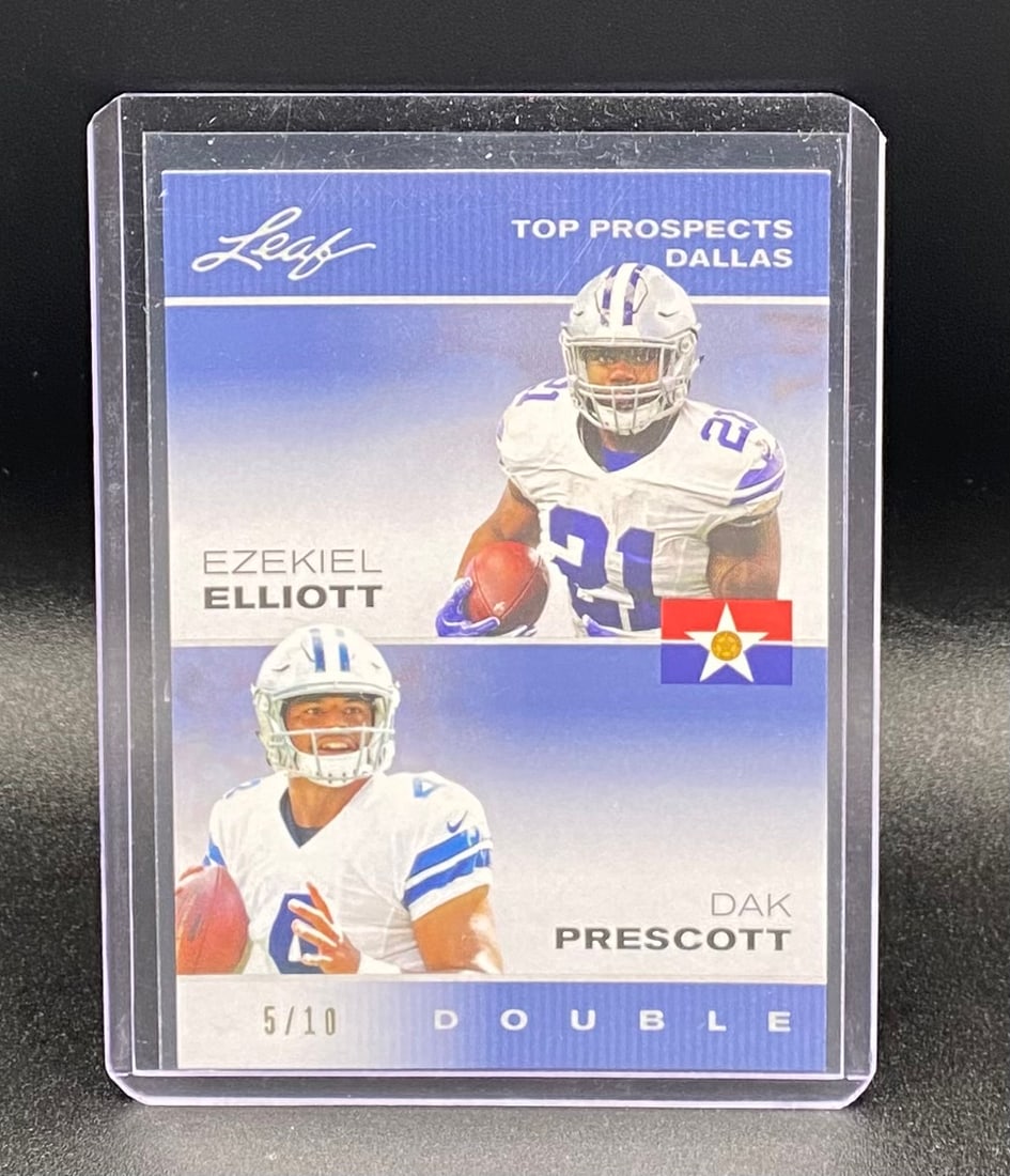 Ezekiel Elliott & Dak Prescott Holo /10: 2016 Leaf Top Prospects Dallas Double Ezekiel Elliott & Dak Prescott