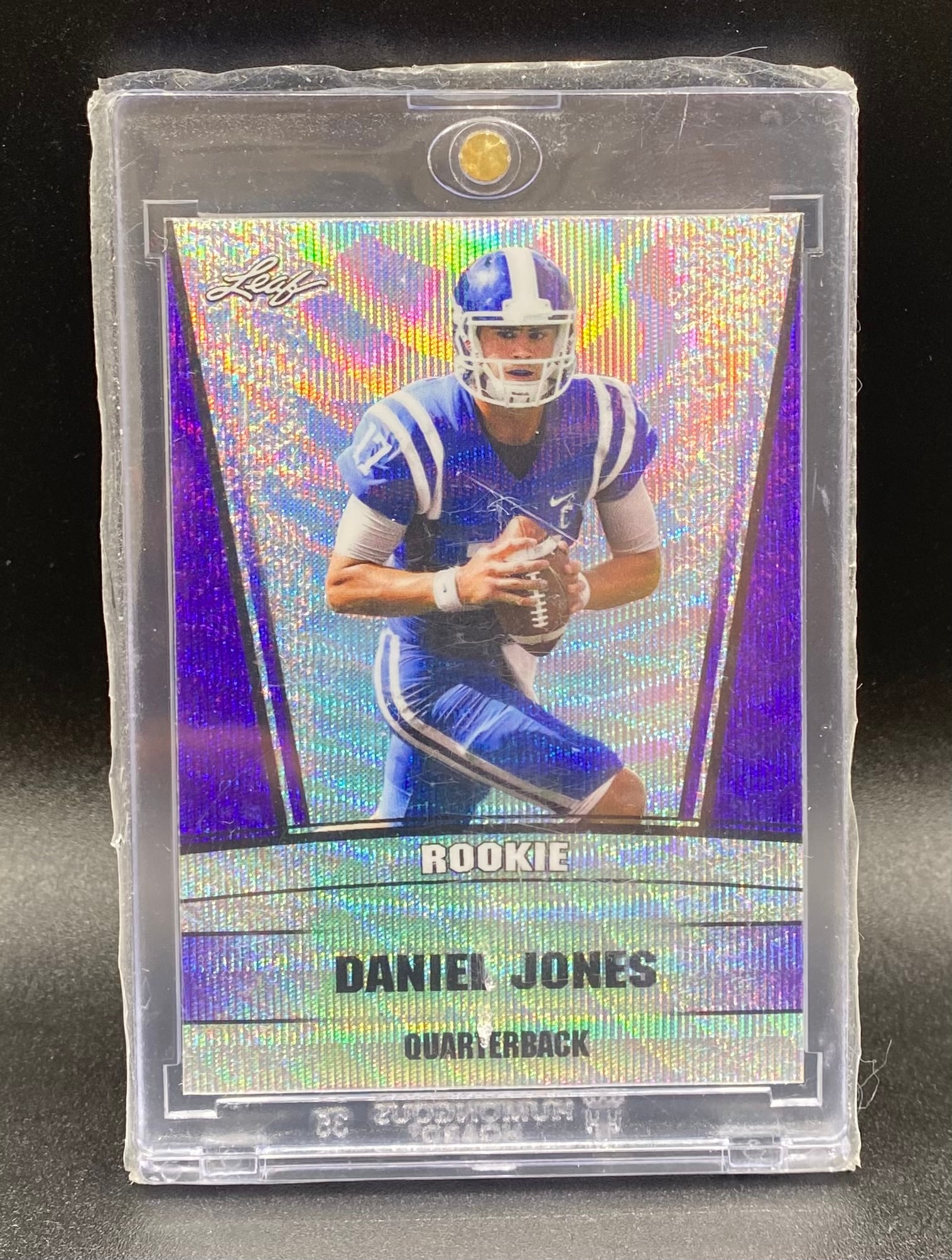 Daniel Jones Rookie Holo /15: 2019 Leaf Daniel Jones Rookie Holo /15