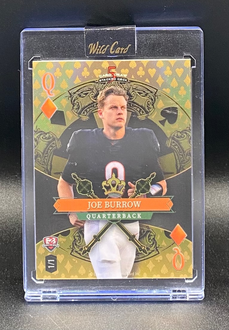 Joe Burrow & Baker Mayfield 1/1 One-Of-One Card: Wild Card 5 Card Draw Stacked Deck Joe Burrow & Baker Mayfield 1/1 One-Of-One Card