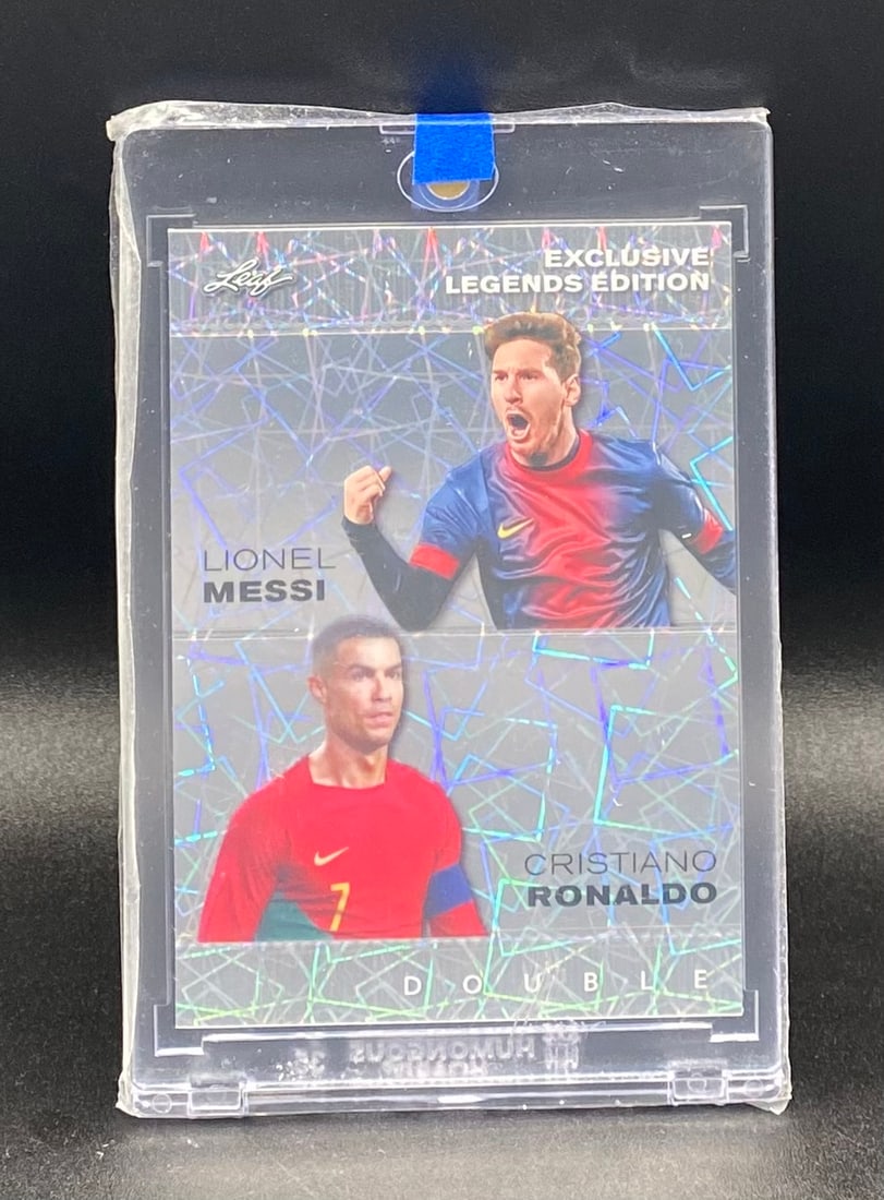 Lionel Messi & Cristiano Ronaldo Holo /25: 2024 Leaf "Exclusive Legends Edition" Dual Card – Lionel Messi & Cristiano Ronaldo /25