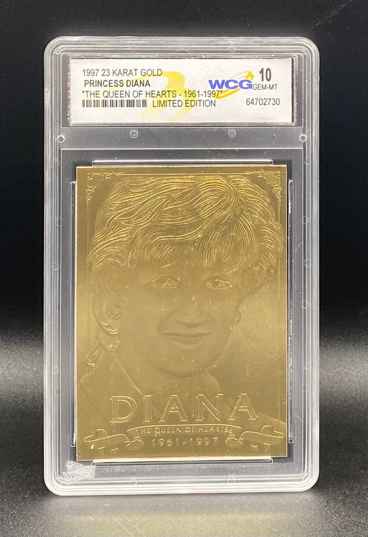 Princess Diana Queen of Hearts Card: 1997 23K Gold Princess Diana "Queen of Hearts" Card – WCG GEM-MT 10