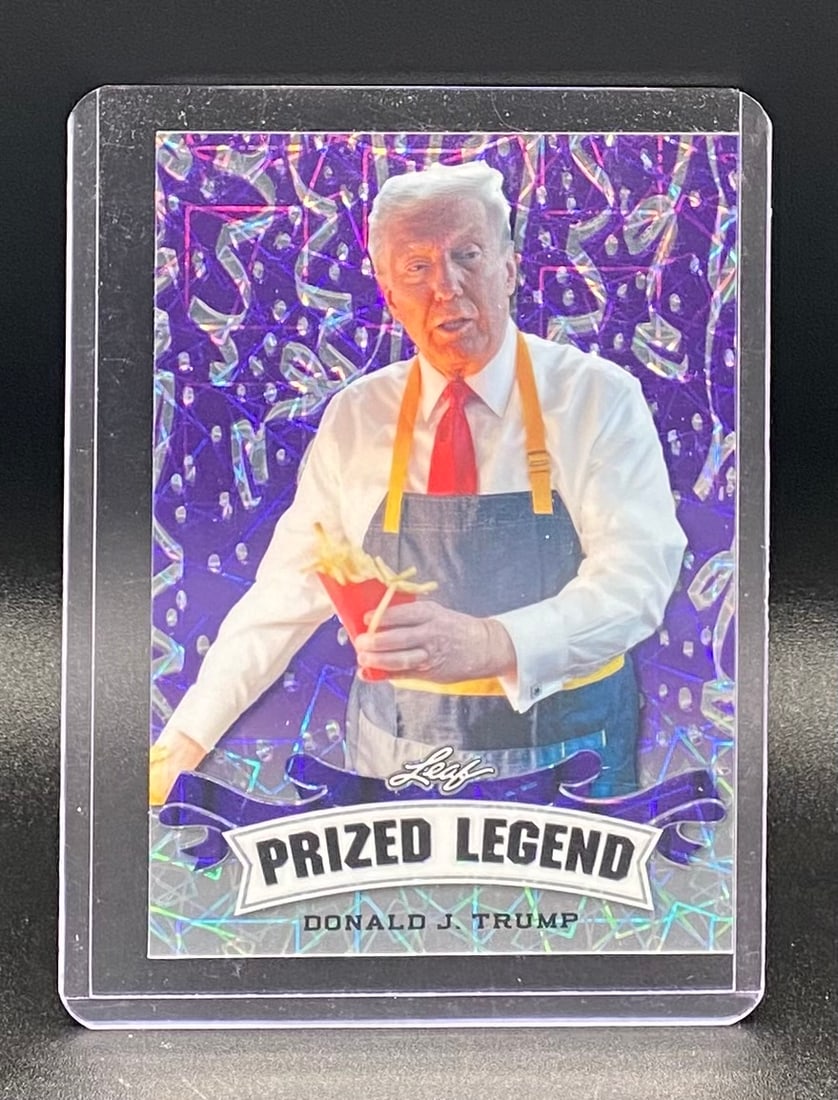 Donald J. Trump McDonald's Holo Card /15: 2024 Leaf Prized Legend Donald J. Trump McDonald's Refractor Trading Card /15