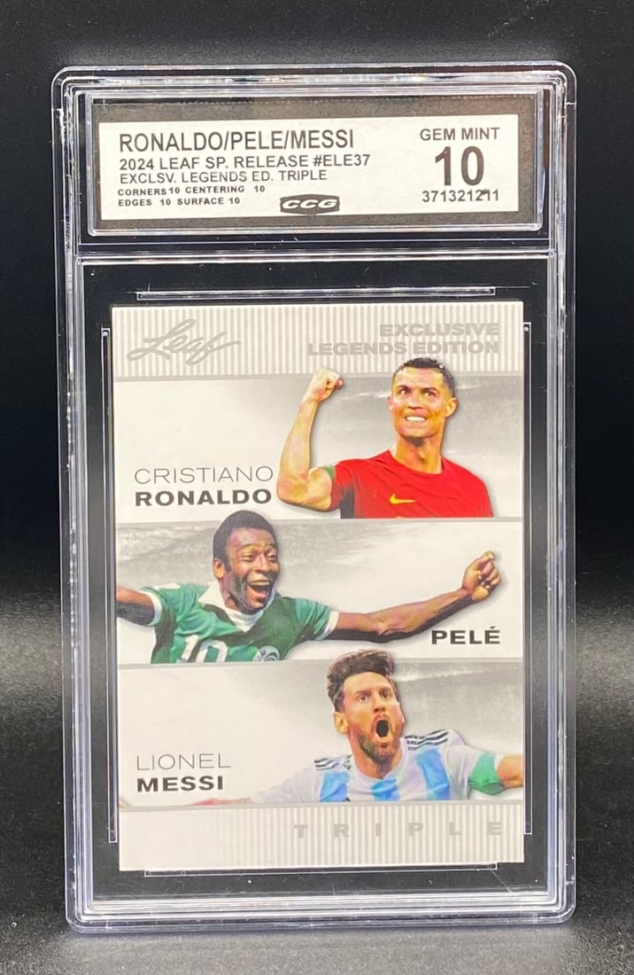 Lionel Messi Card: 2024 Leaf Exclusive Legends Edition #ELE-49 Lionel Messi Triple Card – CCG Graded