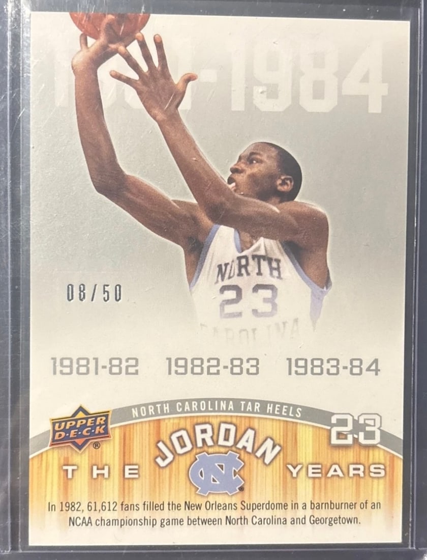 Michael Jordan Card /50: 2011 Upper Deck Michael Jordan "The Jordan Years" UNC Tar Heels Serial #08/50