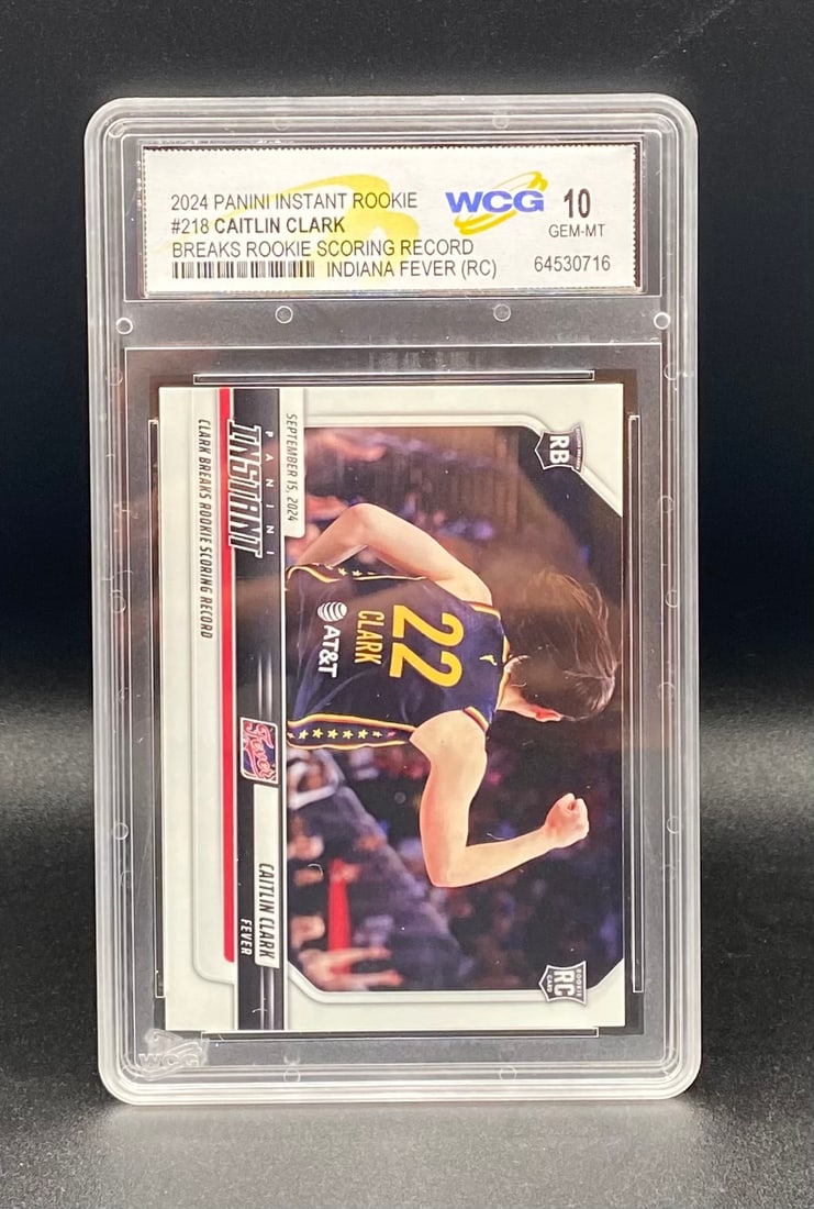 Caitlin Clark Breaks Scoring Record Rookie: 2024 Panini Instant #218 Caitlin Clark Breaks Scoring Record Rookie WCG 10 Gem Mint