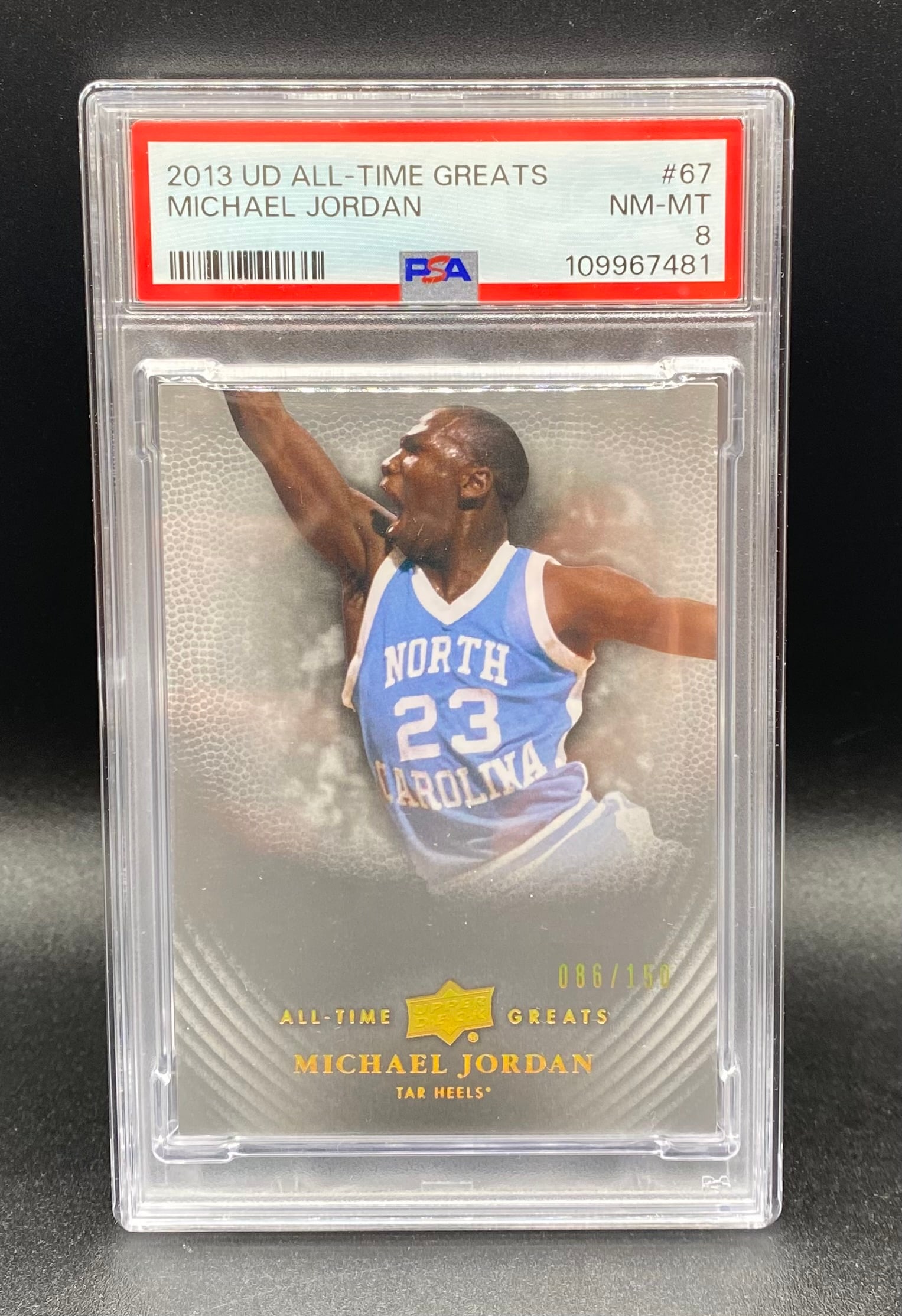Michael Jordan /150 PSA Card: 2013 Upper Deck All-Time Greats #67 Michael Jordan /150 PSA 8 NM-MT