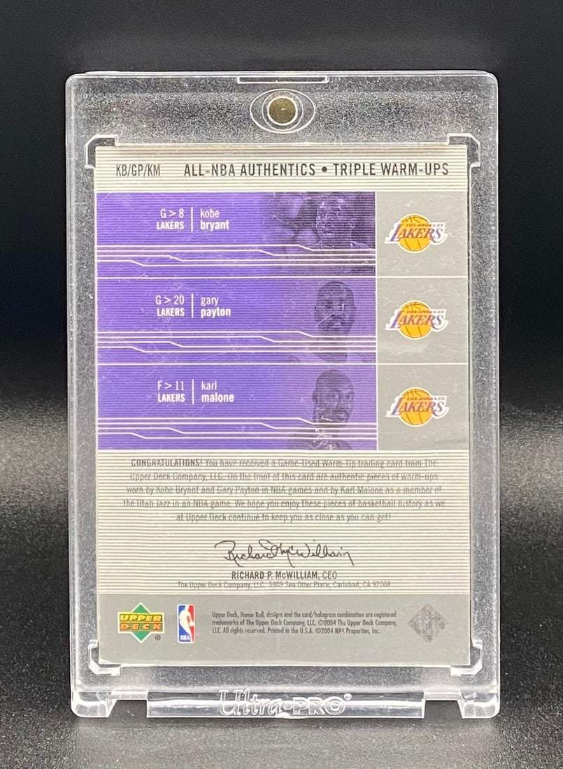 Kobe Bryant , Gary Payton & Karl Malone Game Used Patch Card - 2