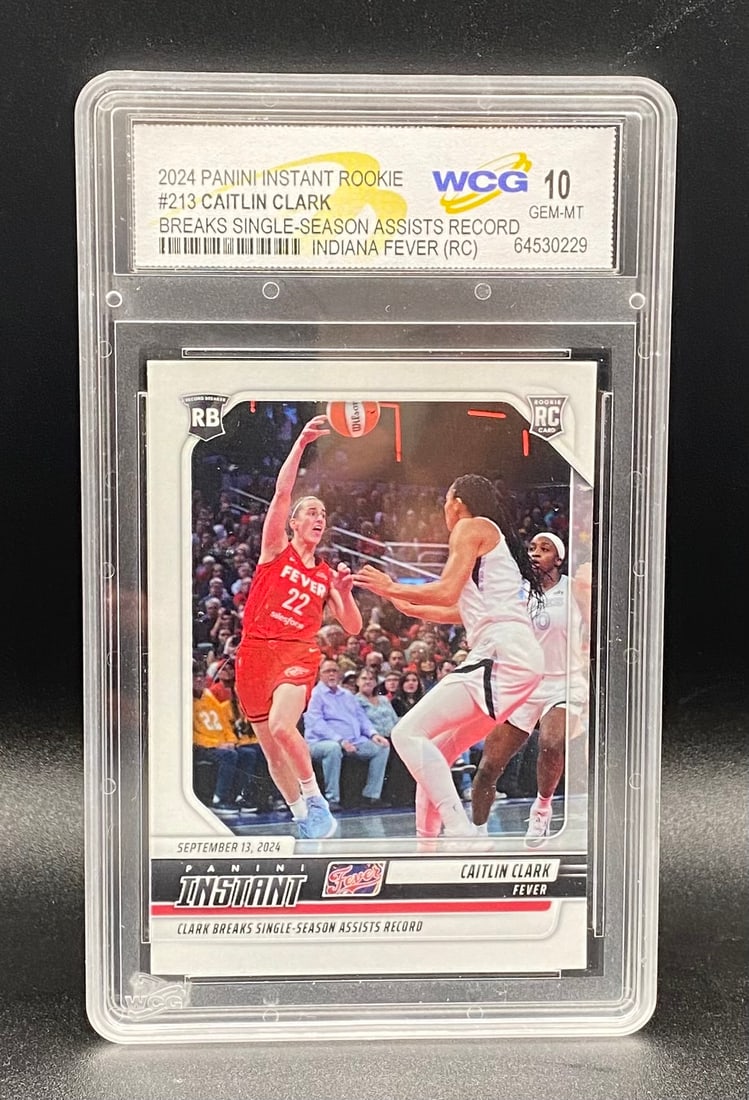 Caitlin Clark Rookie: 2024 Panini Instant Rookie Caitlin Clark #213 Single-Season Assists Record - WCG 10 Gem Mint