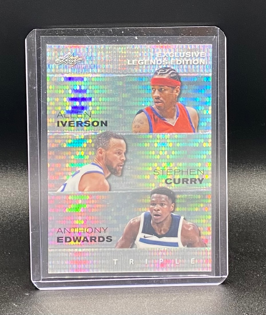 Allen Iverson, Stephen Curry, and Anthony Edwards Holo /25: 2024 Leaf Allen Iverson, Stephen Curry, and Anthony Edwards Holo /25