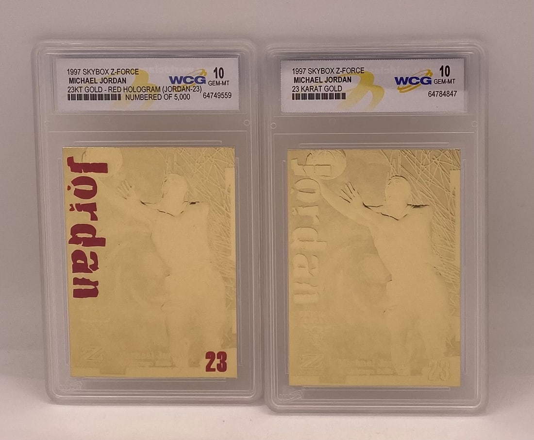 Lot of (2) 1997 SkyBox Z-Force Michael Jordan 23KT Gold Cards - WCG 10 Gem Mint: Lot of (2) 1997 SkyBox Z-Force Michael Jordan 23KT Gold Cards - WCG 10 Gem Mint