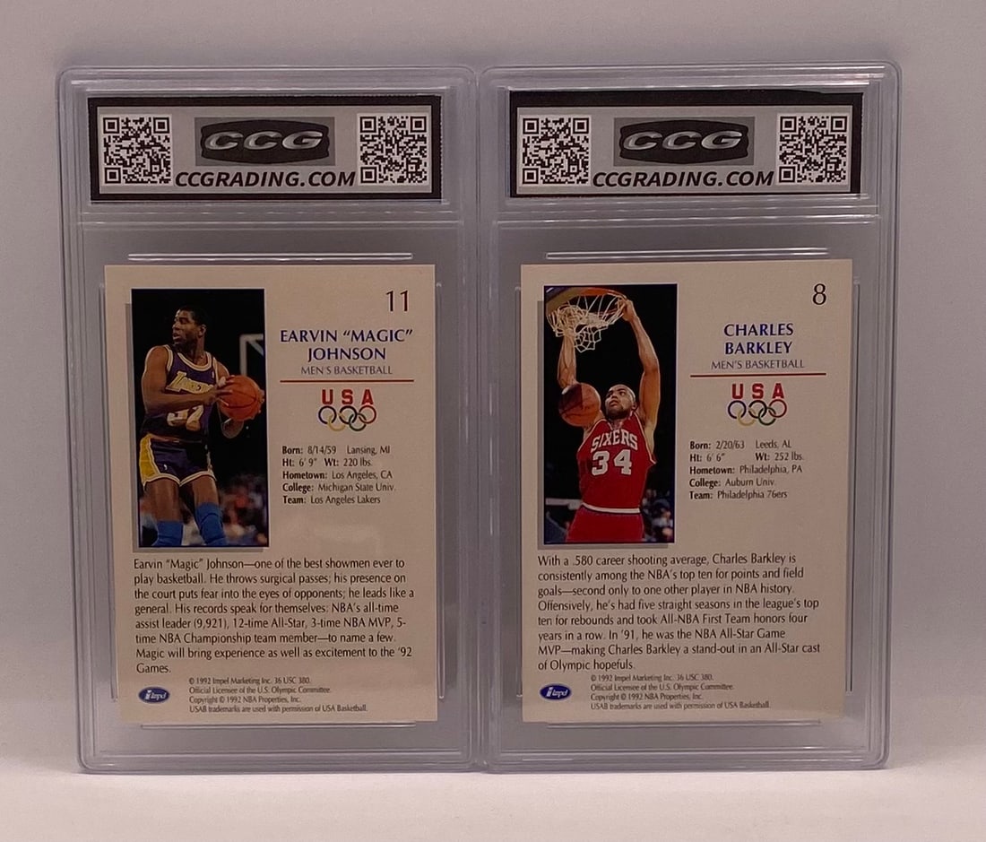 1992 Impel US Olympicards - Magic Johnson & Charles Barkley Cards - 2