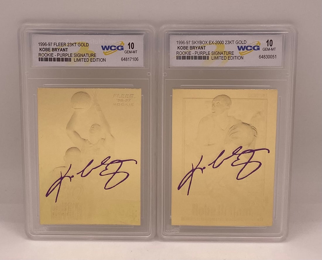 Kobe Bryant Rookie Signature Series: Pair (2) Kobe Bryant 1996-97 Gold Rookie Cards - WCG Gem Mint 10