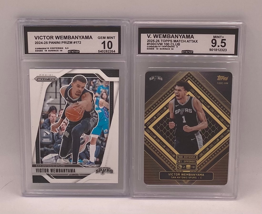 Victor Wembanyama Cards: Pair (2) Victor Wembanyama Graded Cards - CCG 10 & 9.5 Mint