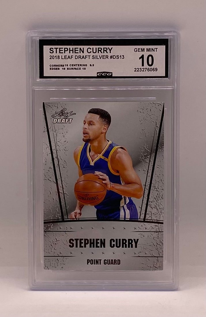 Stephen Curry Draft Silver Card: 2018 Leaf Draft Silver Stephen Curry #DS13 - CCG Gem Mint 10