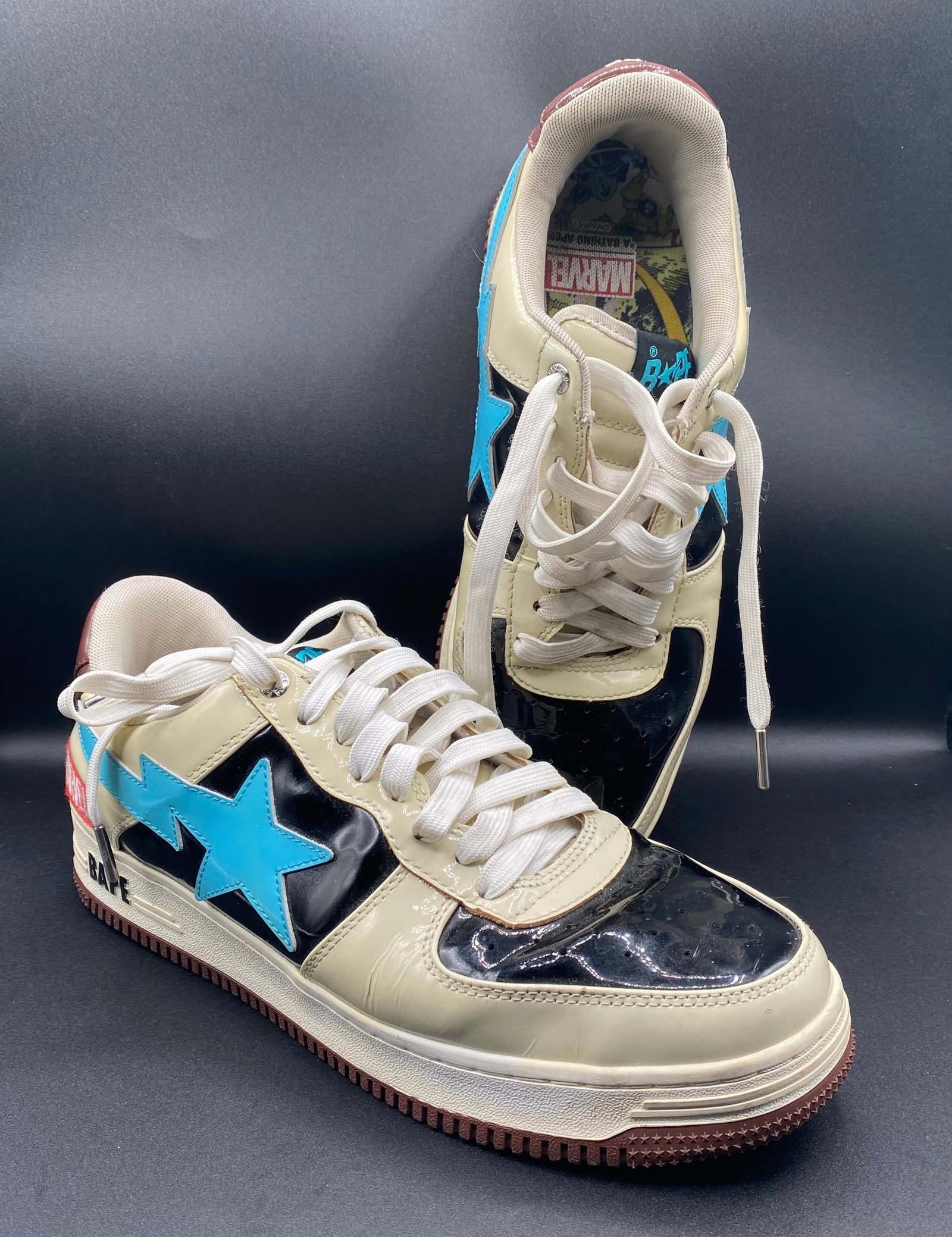 A Bathing Ape Bapesta Low Marvel Comics Rocket Raccoon Sneakers: A Bathing Ape Bapesta Low Marvel Comics Rocket Raccoon Sneakers - Size US 12 / EU 46. Brand: A Bathing Ape (BAPE) x Marvel Comics Model: Bapesta Low (Rocket Raccoon) Size: US 12 / CM 30 Colorway: