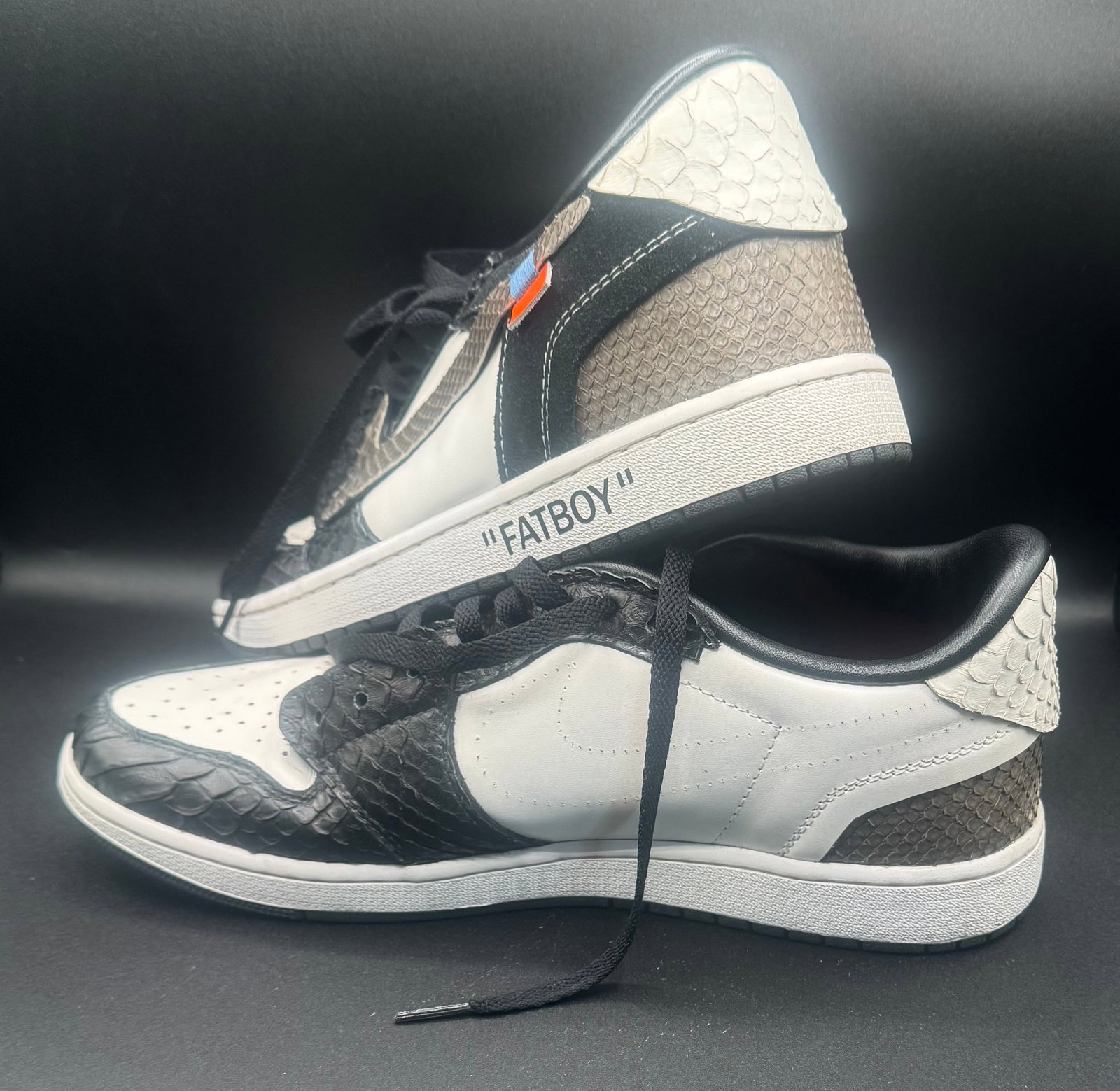 Custom Air Jordan 1 Low "Off-White / Supreme Team" Snakeskin Bespoke - 2