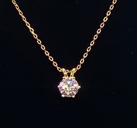 Moissanite VVS1 Necklace: 1.00 CTW D Color Moissanite Solitaire Pendant Necklace, 18K Yellow Gold over .925 Sterling Silver w/ Certificate
