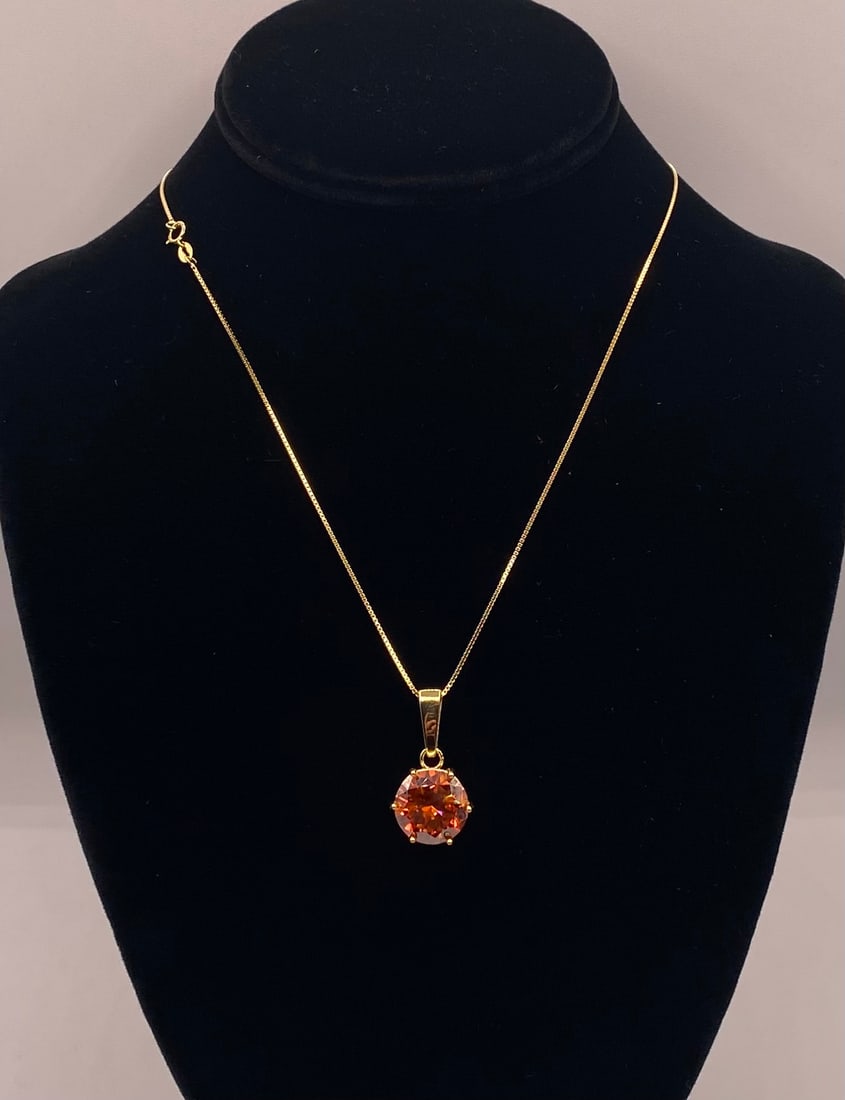 10 Carats Orange Moissanite Necklace - 2