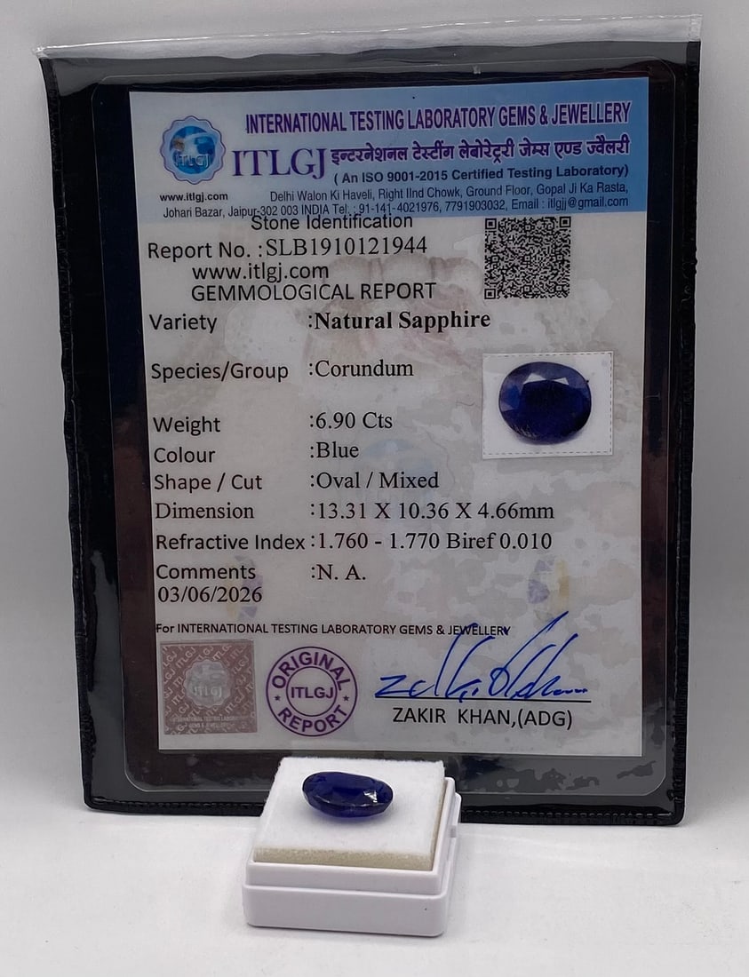 Natural Blue Sapphire (6.90 Cts) - 2