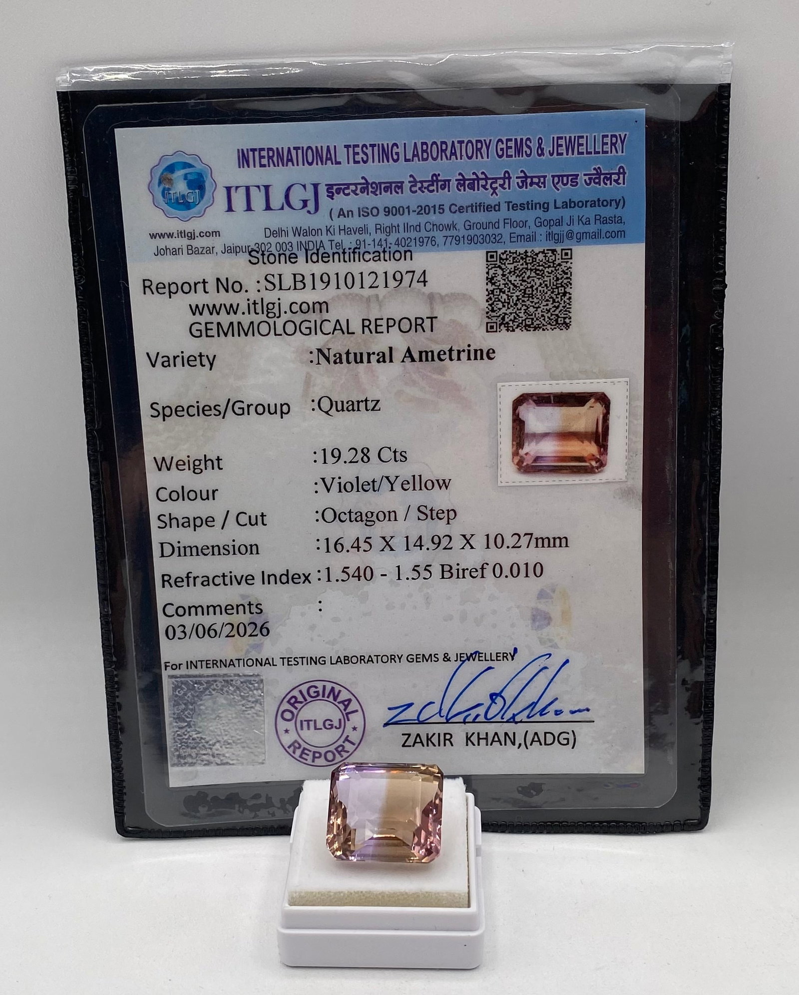 Certified 19.28 Cts Natural Ametrine - 2