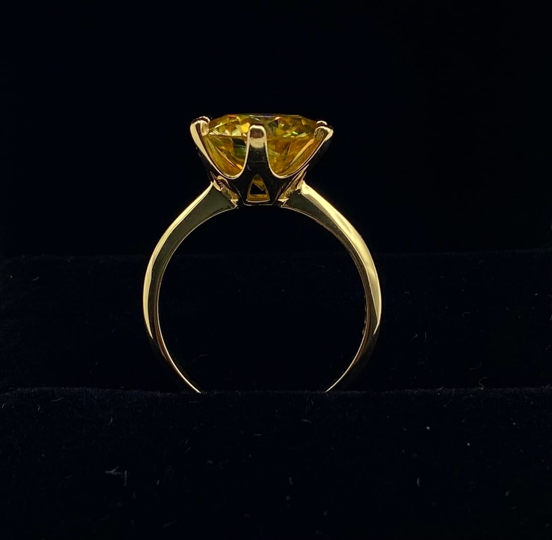 5ct Fancy Yellow VVS1 Moissanite Solitaire Ring w/ Certificate - Size 8 - 2