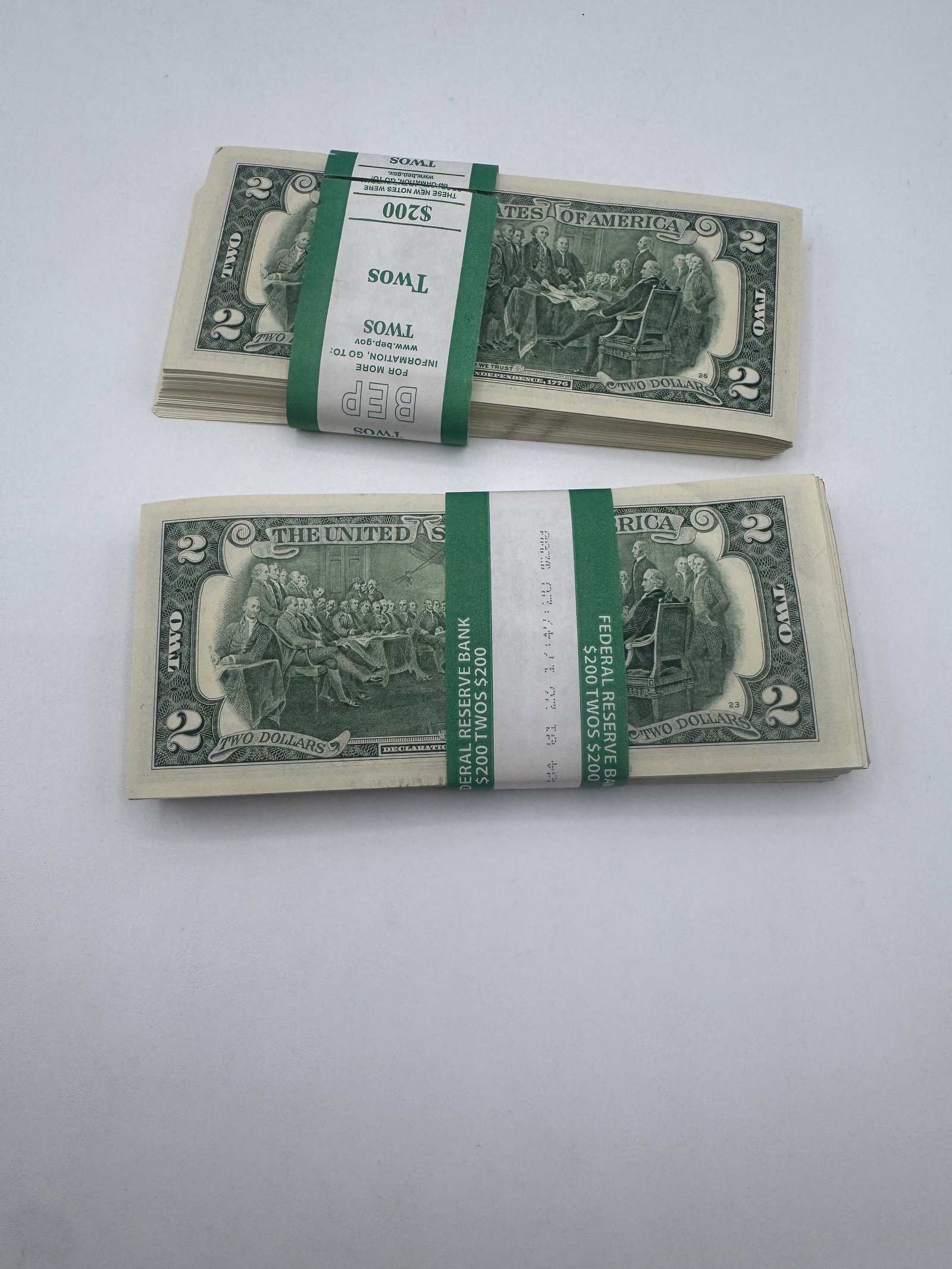 Two $2 Dollar Bill Bundles - 2