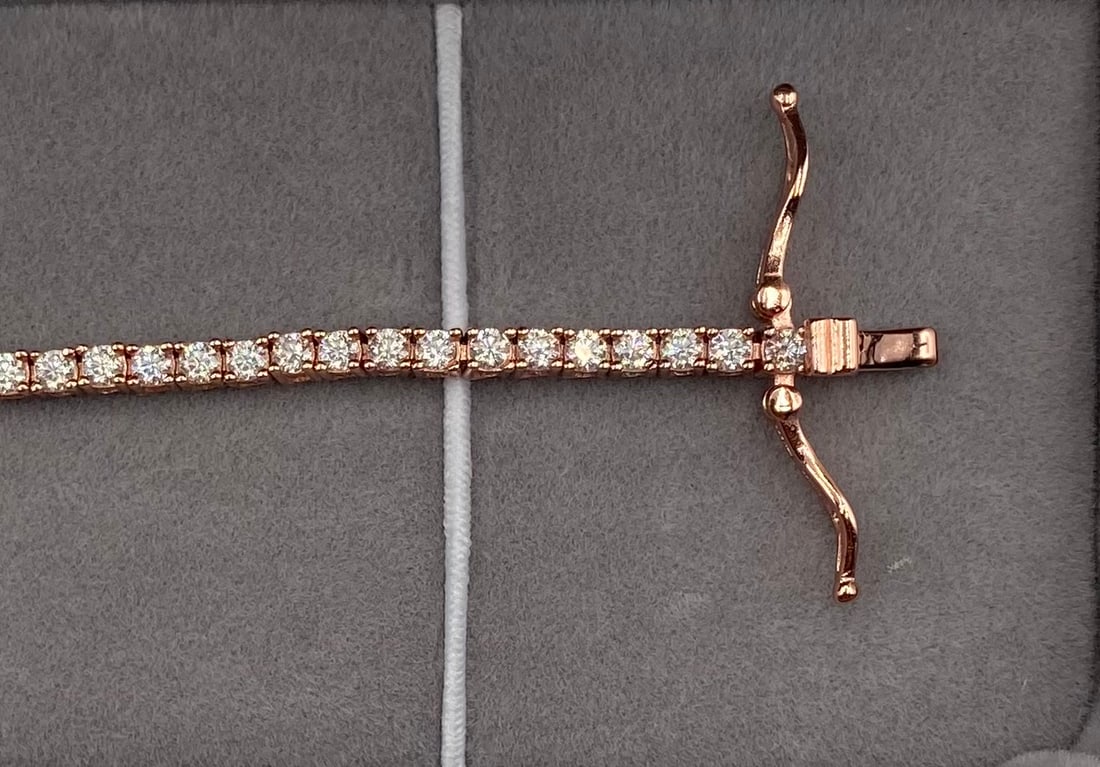 2mm VVS1 D-Color Moissanite Classic Tennis Bracelet Rose Gold Over 925 Silver w/ COA - 2