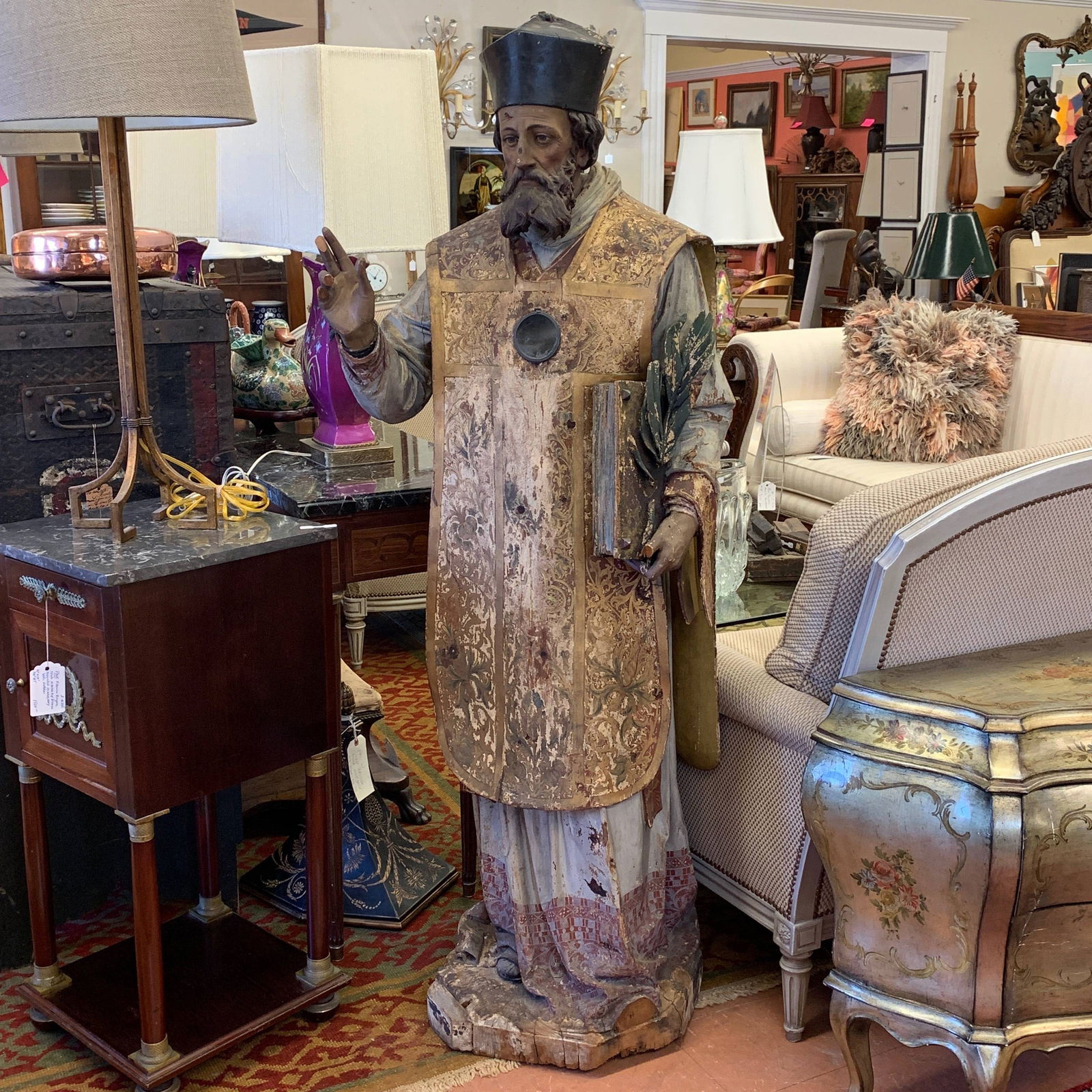 Wood Carved 19th c. Religious Figure (1 of 9)