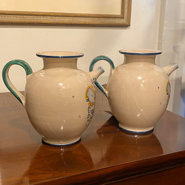 Italian oil and vinager pottery pitchers (1 of 6)