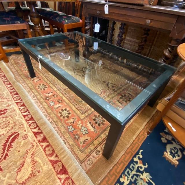 Crate and Barrel Black Glass top coffee table (1 of 4)