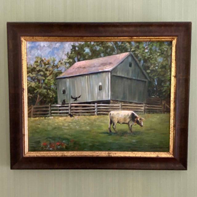 Countryside Landscape with Cow, Barn in Background (1 of 8)