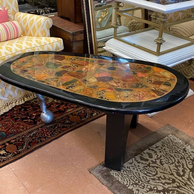 Ornate Modern Coffee Table with Stone Motifs and Unique Base (1 of 6)