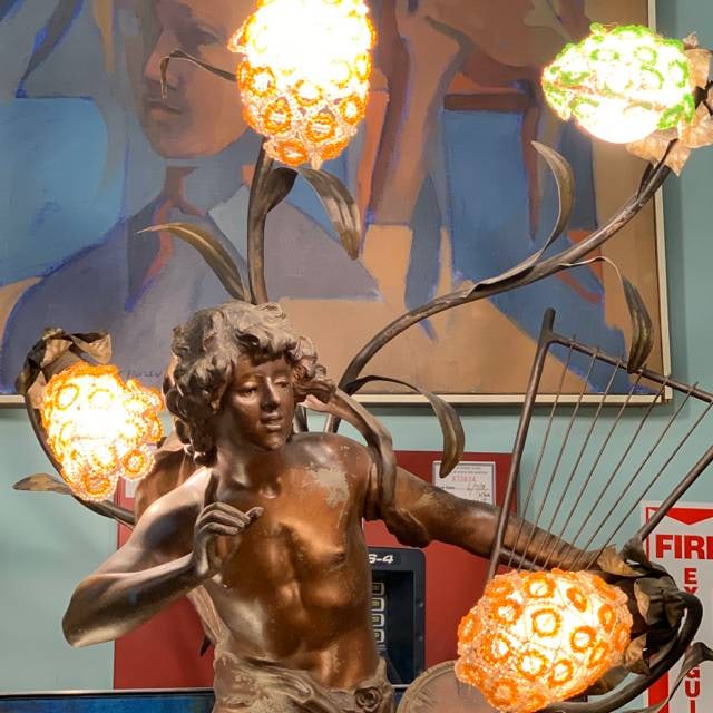 Patinated Spelter Figural lamp on Stand of Auguste Moreau's L'Improvisateur (1 of 12)