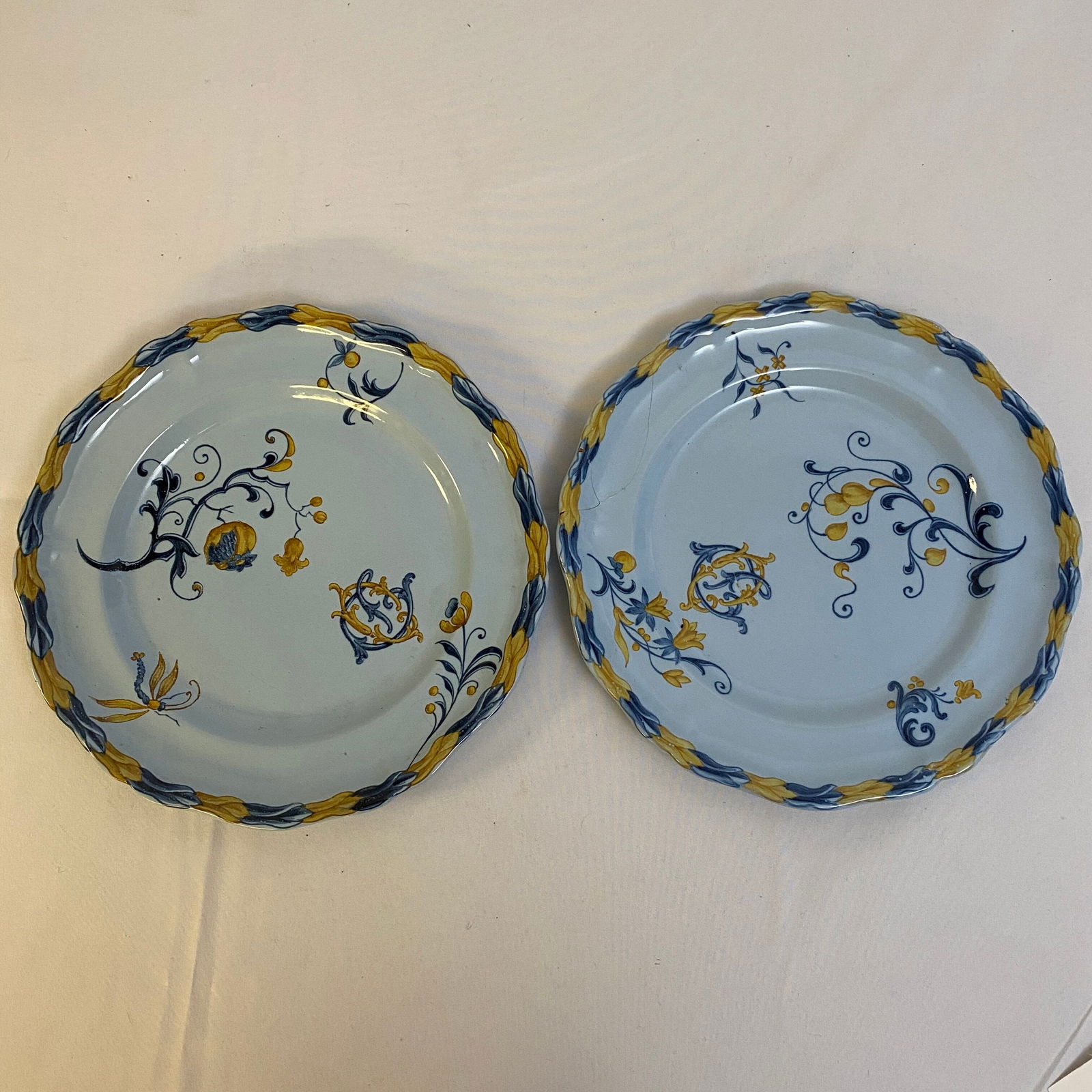 Pair of Rare 19th Century Emile Galle-Nancy Faience plates signed (1 of 7)